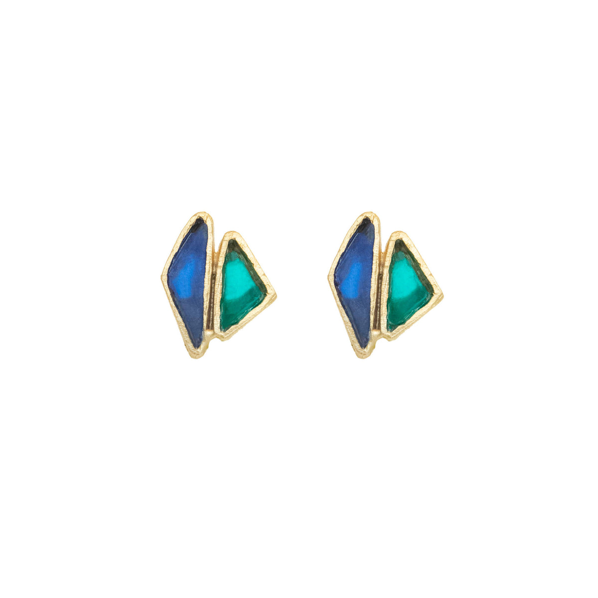 Michael Vincent Michaud - Scalene Post Earrings - Cobalt, Peacock Blue