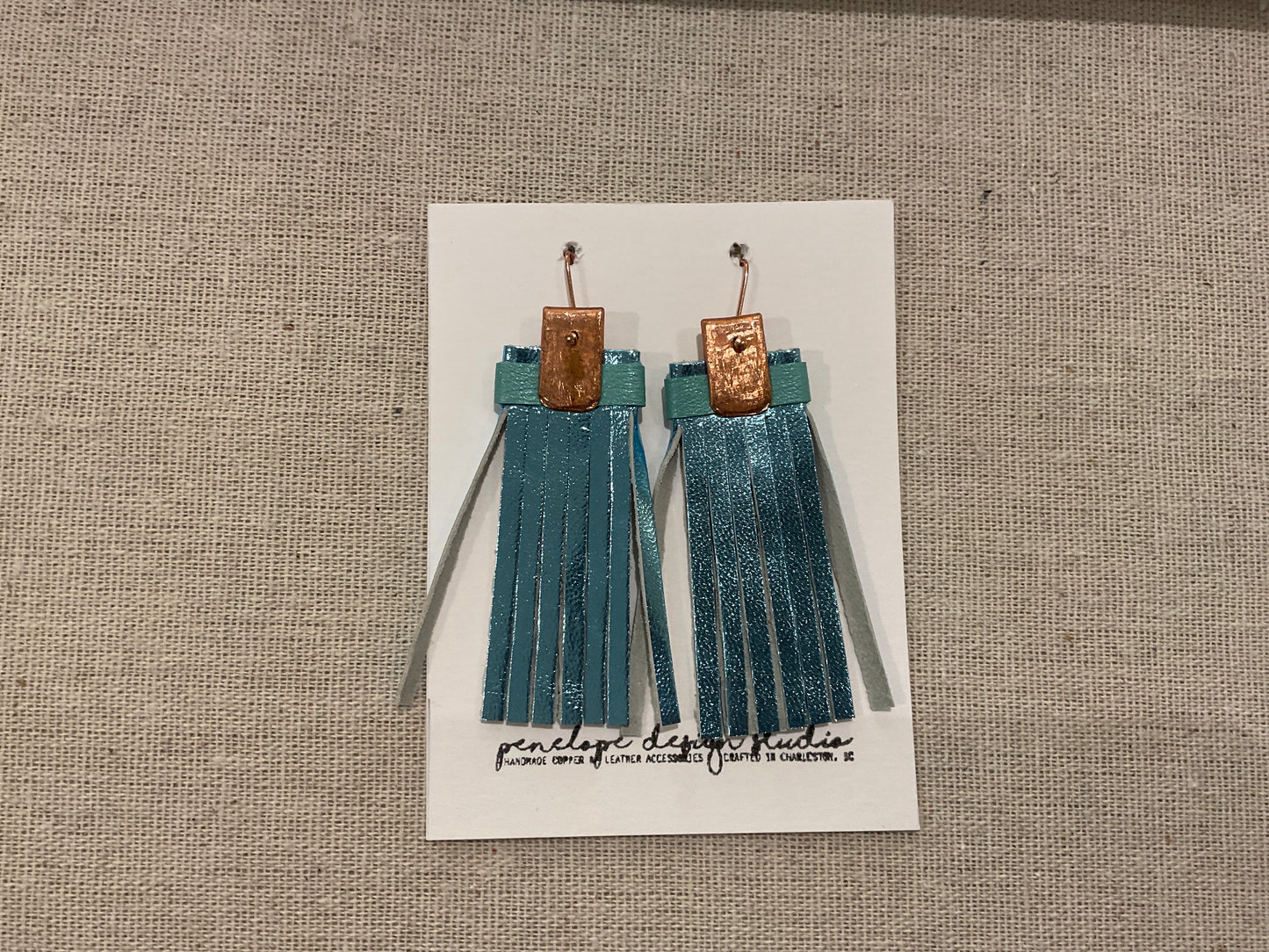Leather Tassel Earrings with Strap- Penelope Design Studio