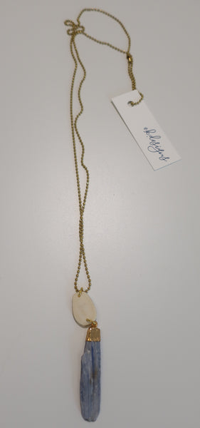 Blue Kyanite & Deer Antler Necklace, EK Designs