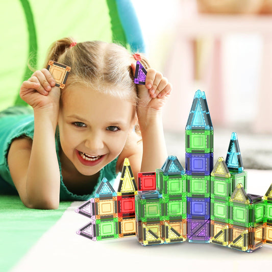 40pc Magnetic Building Tiles Construction Travel Set