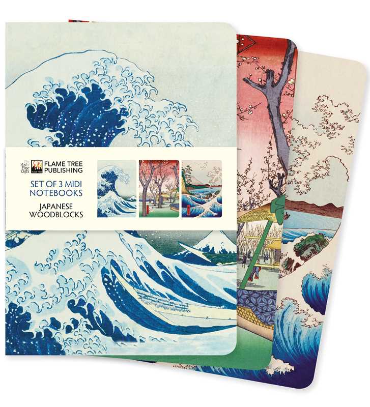 Japanese Woodblocks Set of 3 Midi Notebooks by