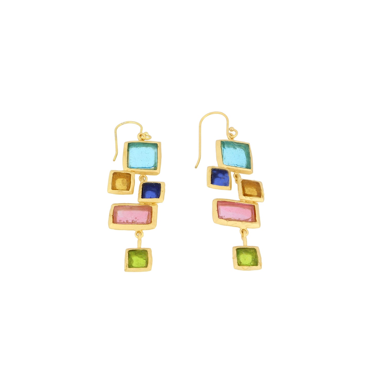 Mosaic Long Wire Earrings by Michael Vincent Michaud