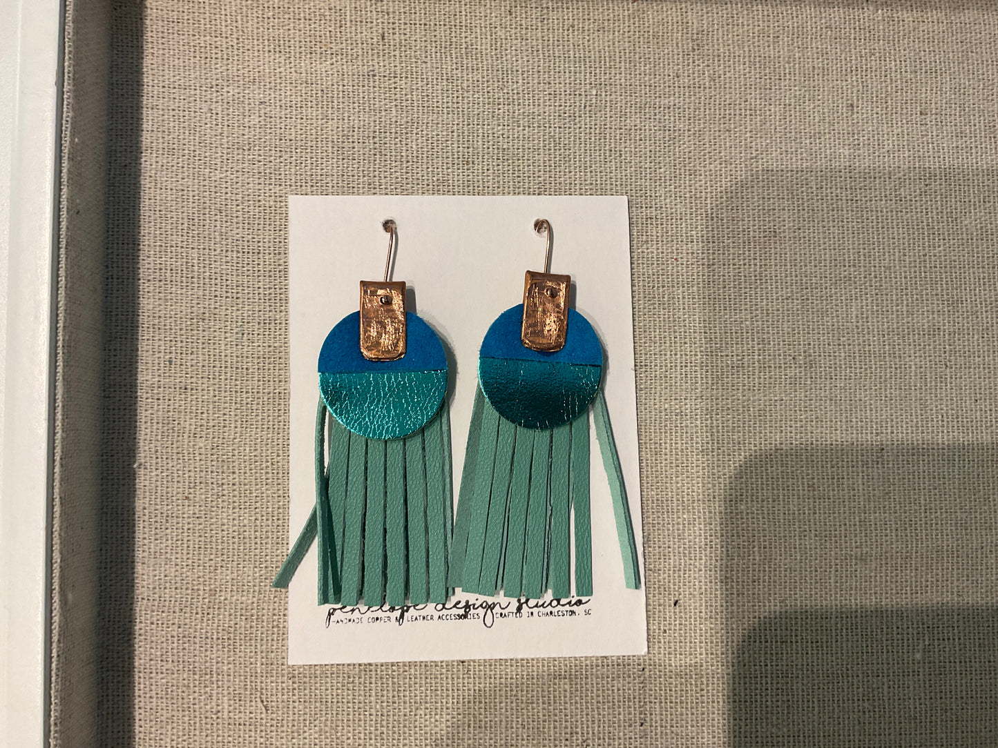 Leather Tassel Earrings with Circle- Penelope Design studio