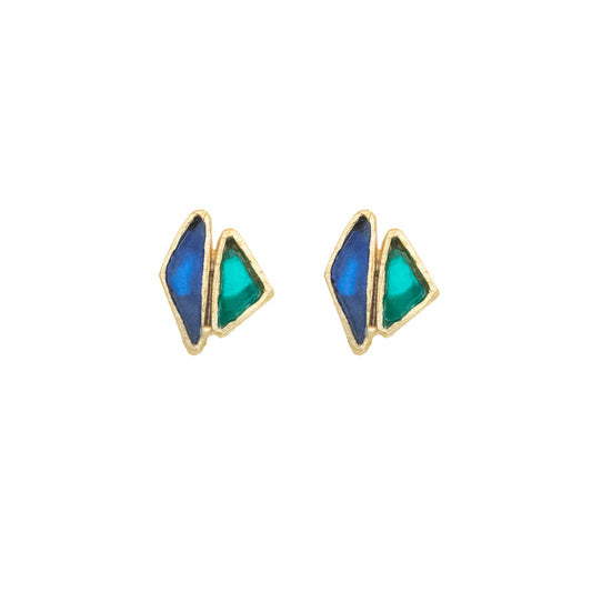 Michael Vincent Michaud - Scalene Post Earrings - Cobalt, Peacock Blue