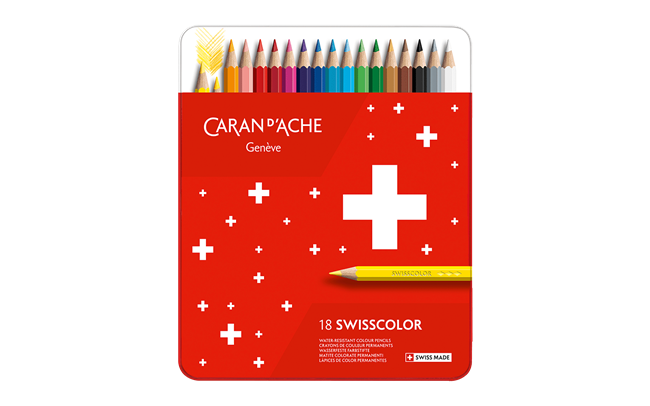 Set of 18 Permanent Pencils SWISSCOLOR in Metal Box