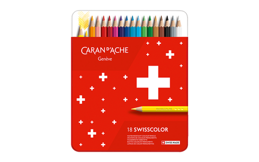 Set of 18 Permanent Pencils SWISSCOLOR in Metal Box