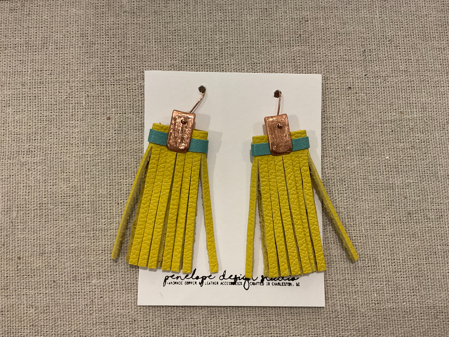 Leather Tassel Earrings with Strap- Penelope Design Studio