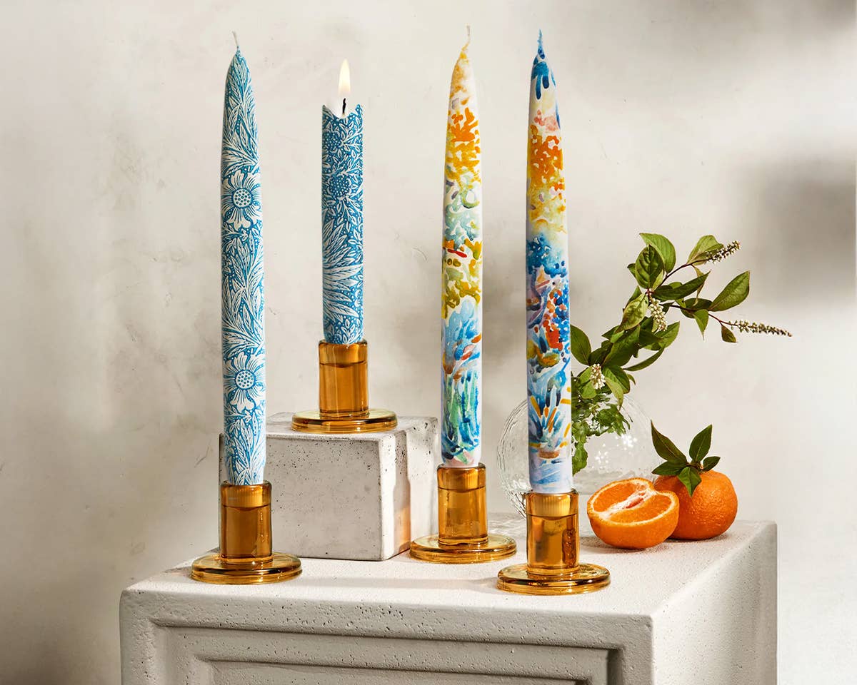Taper Candles - Blue marigold by William Morris
