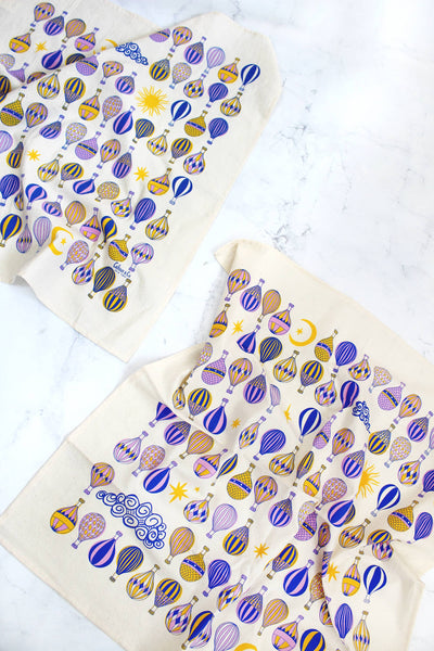 Hot Air Balloon Screen Print Tea Towel