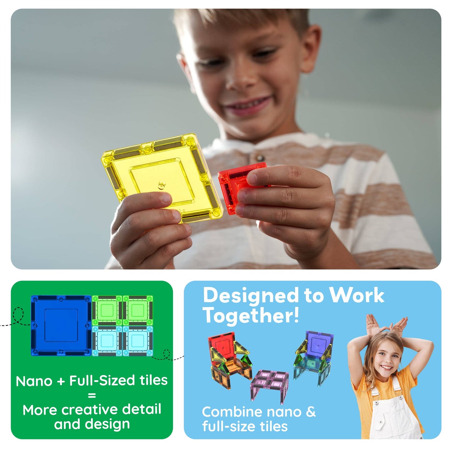 40pc Magnetic Building Tiles Construction Travel Set