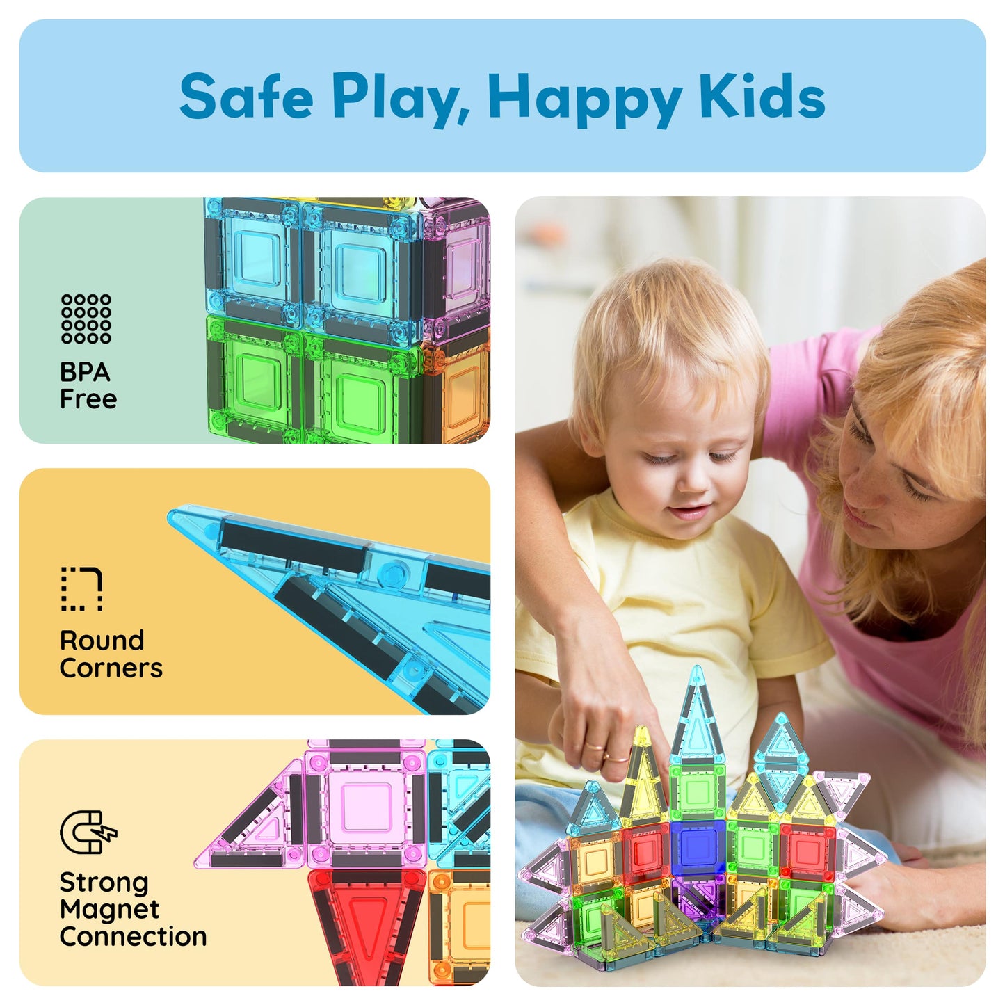 40pc Magnetic Building Tiles Construction Travel Set