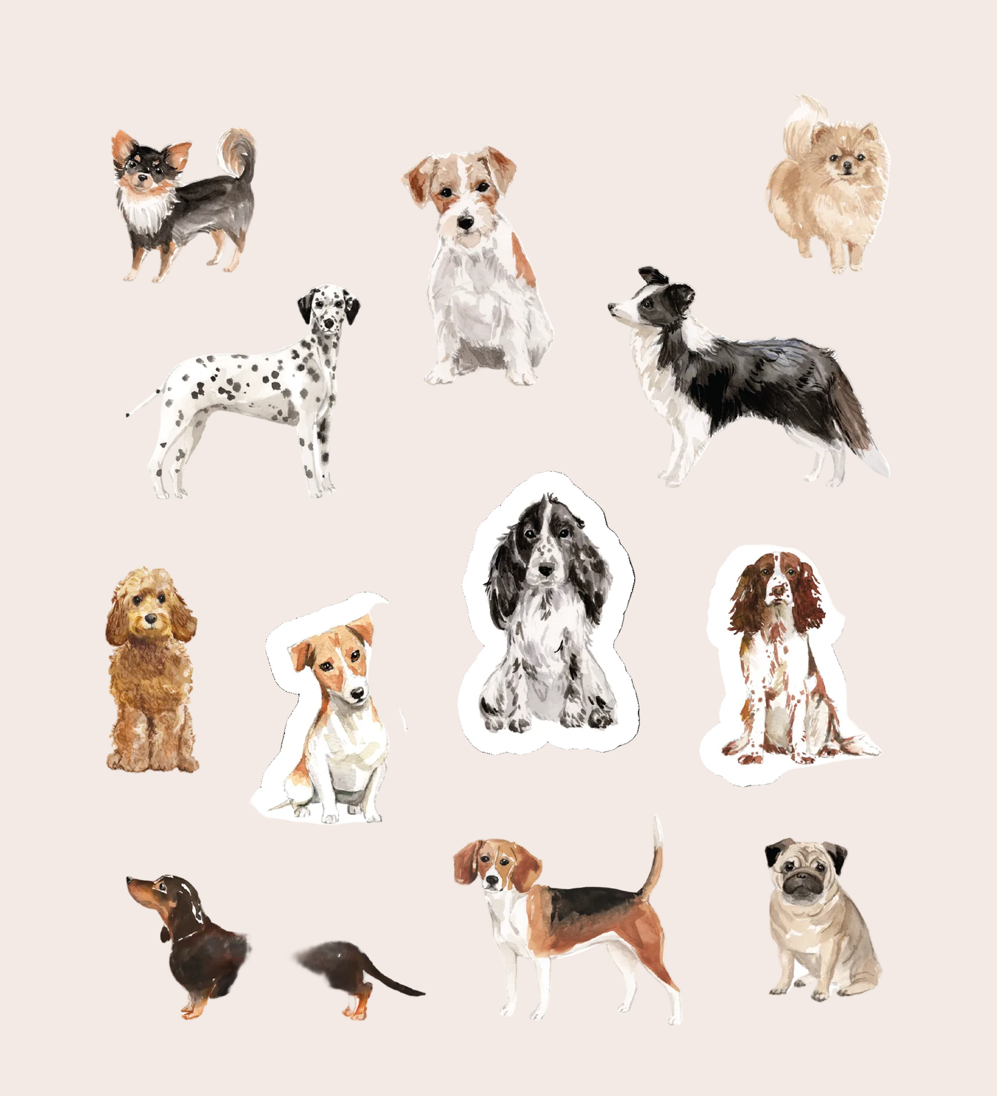Suteka: Home Decor Tattoos, Watercolor Dogs Mix