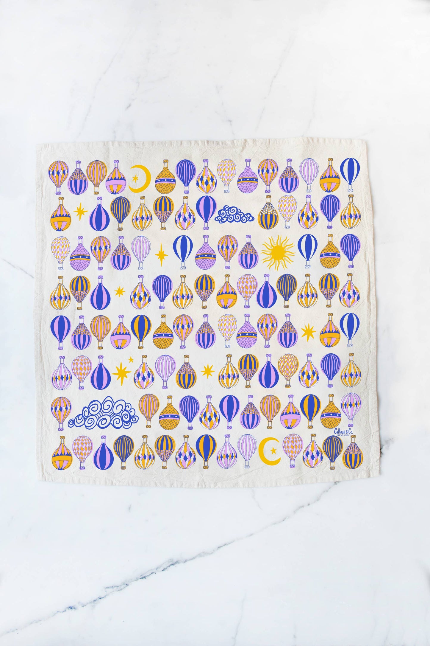 Hot Air Balloon Screen Print Tea Towel