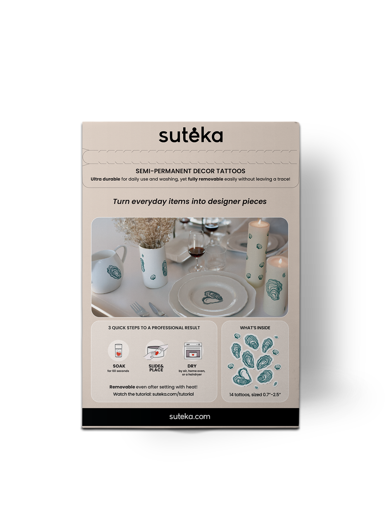 Suteka: Home Decor Tattoos, Oysters - Teal