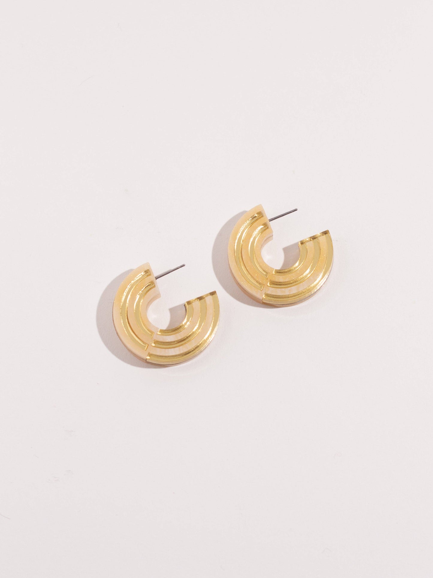 Isla Midi - Beige Acrylic Chunky Hoop Statement Earrings