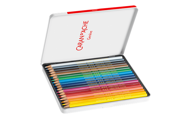 Set of 18 Permanent Pencils SWISSCOLOR in Metal Box