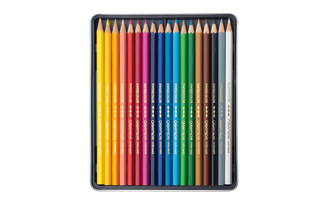 Set of 18 Permanent Pencils SWISSCOLOR in Metal Box