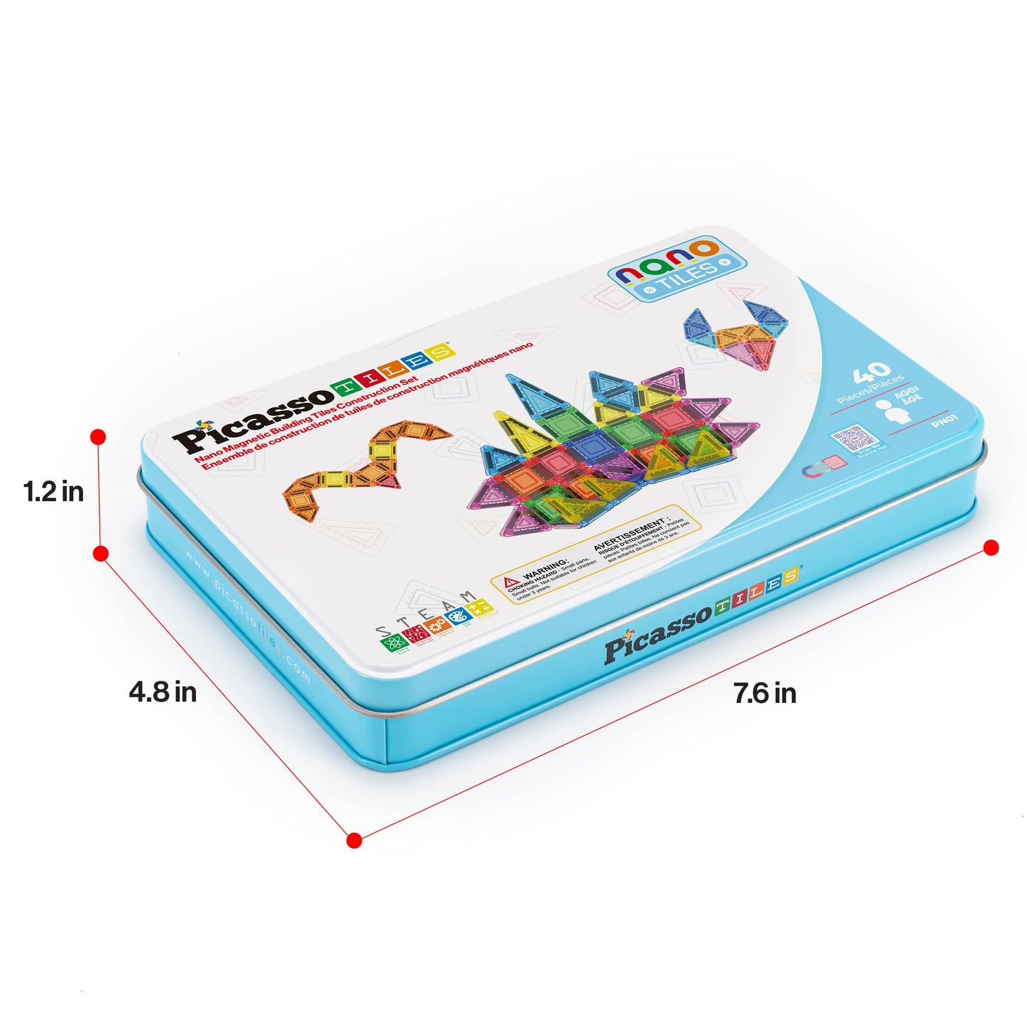 40pc Magnetic Building Tiles Construction Travel Set