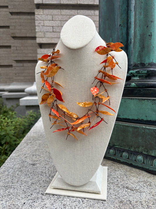 “Fall Flutter” — Orange/Gold Batik Leaves by Isabelle Tourneau