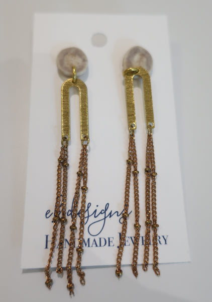 Brass, Deer Antler & Chain Drop Earrings EK Designs, 4