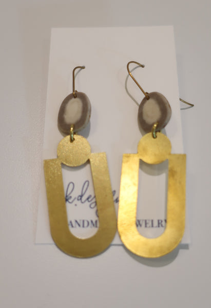 Brass Earrings with Deer Antler EK Designs 1