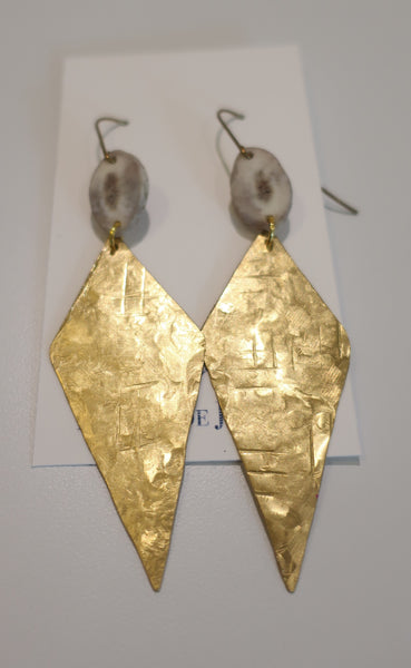 Brass Earrings with Deer Antler EK Designs