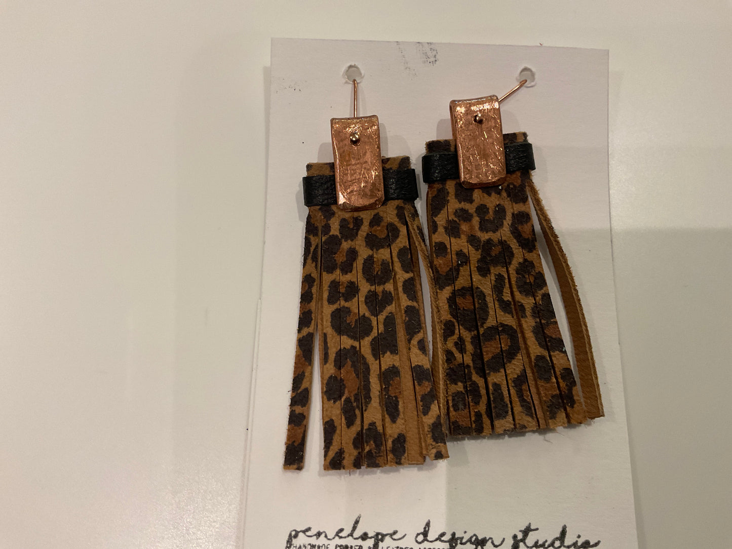 Leather Tassel Earrings with Strap- Penelope Design Studio