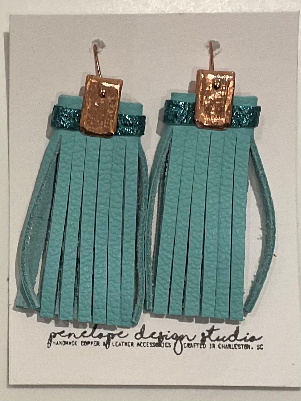 Leather Tassel Earrings with Strap- Penelope Design Studio