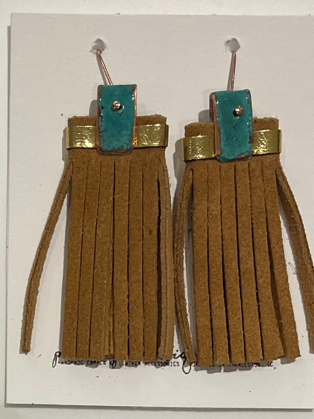 Leather Tassel Earrings with Strap- Penelope Design Studio