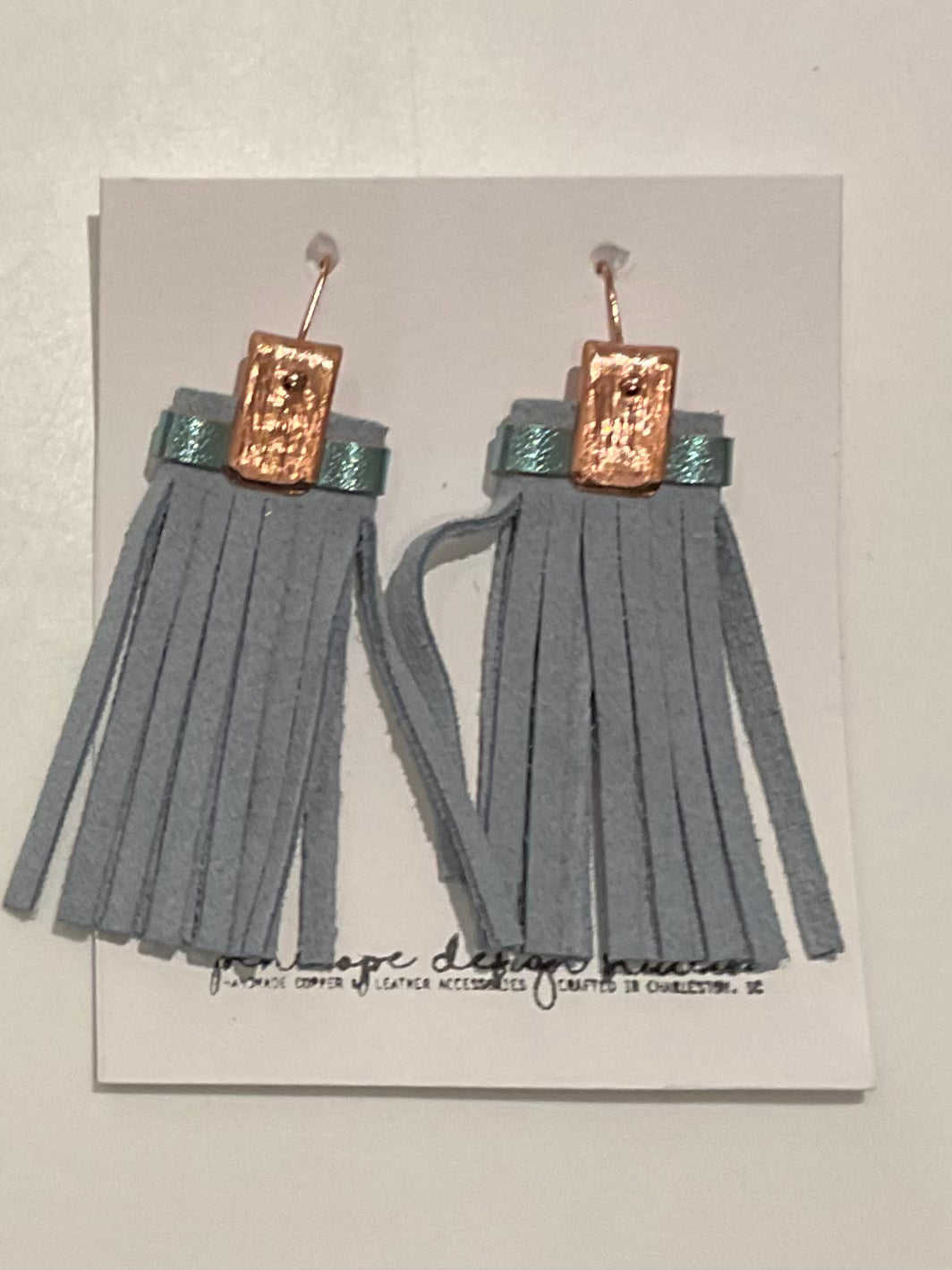 Leather Tassel Earrings with Strap- Penelope Design Studio