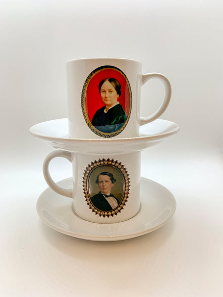 Set of 2 James and Mary Gibbes Espresso Cup and Saucer
