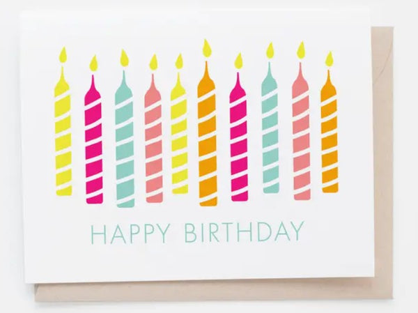 Colorful Candles Happy Birthday Card