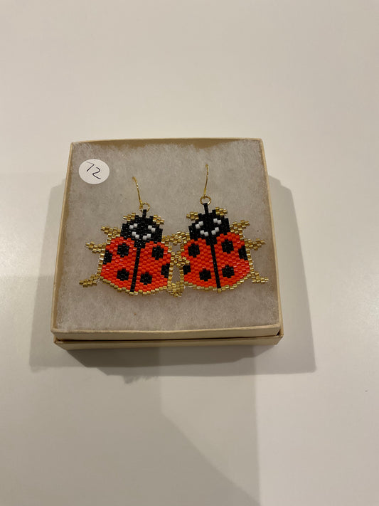 Beaded Ladybug Earrings