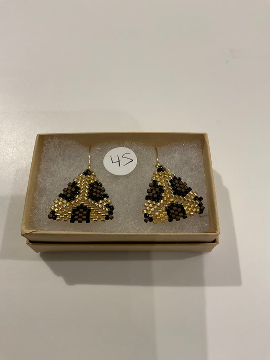 Beaded Triangle Leopard Earrings