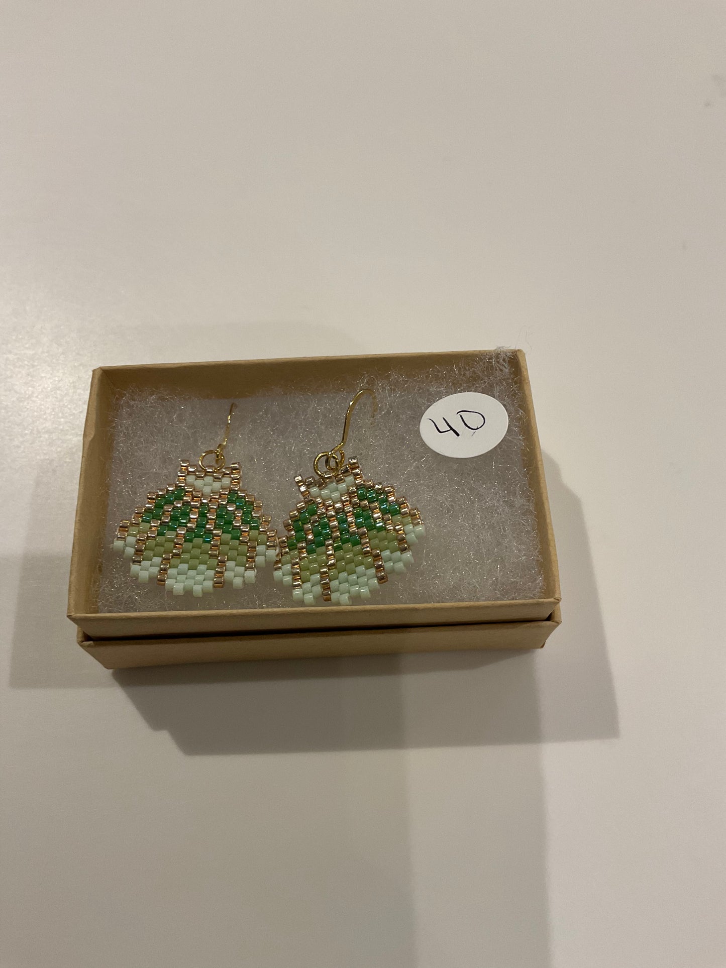 Beaded Green Fan Earrings
