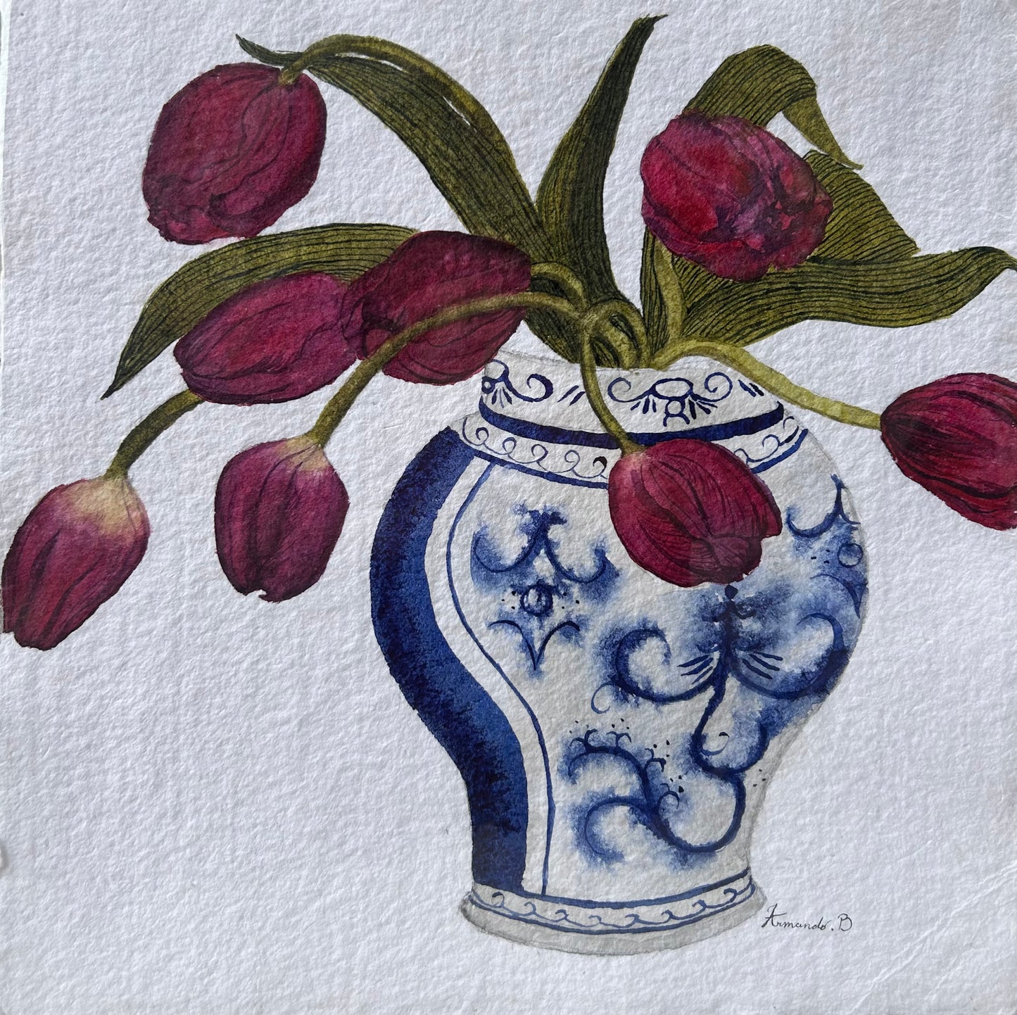 Armando Barajas Tulip Painting in Vase #012