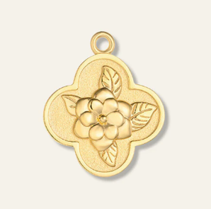 Charleston Magnolia Charm with Umber Brown Necklace Cord by Hart