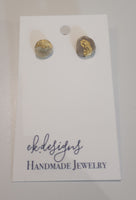 Gold Leaf Deer Antler Studs grey hue EK Designs