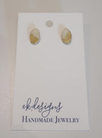 Gold Leaf Deer Antler Studs ivory hue EK Designs