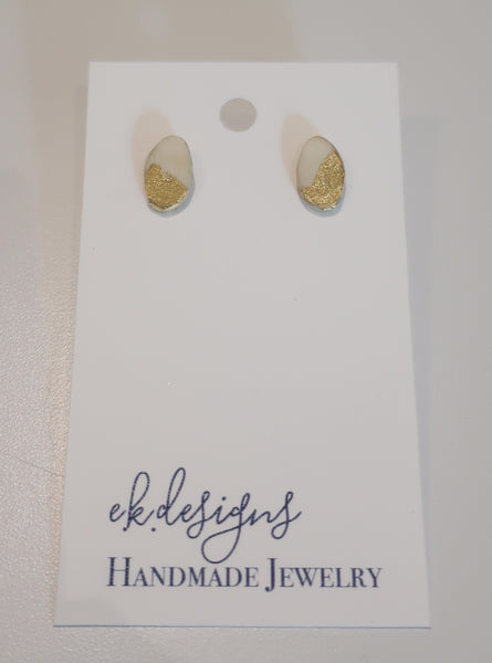 Gold Leaf Deer Antler Studs ivory hue EK Designs