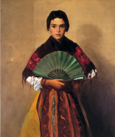 The Green Fan (Girl of Toledo, Spain) by Robert Henri - 12"x16" Poster