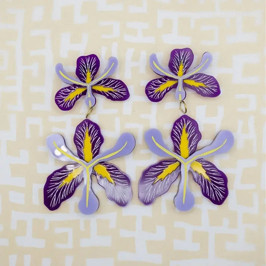 Louisiana Iris Botanical Statement Earrings