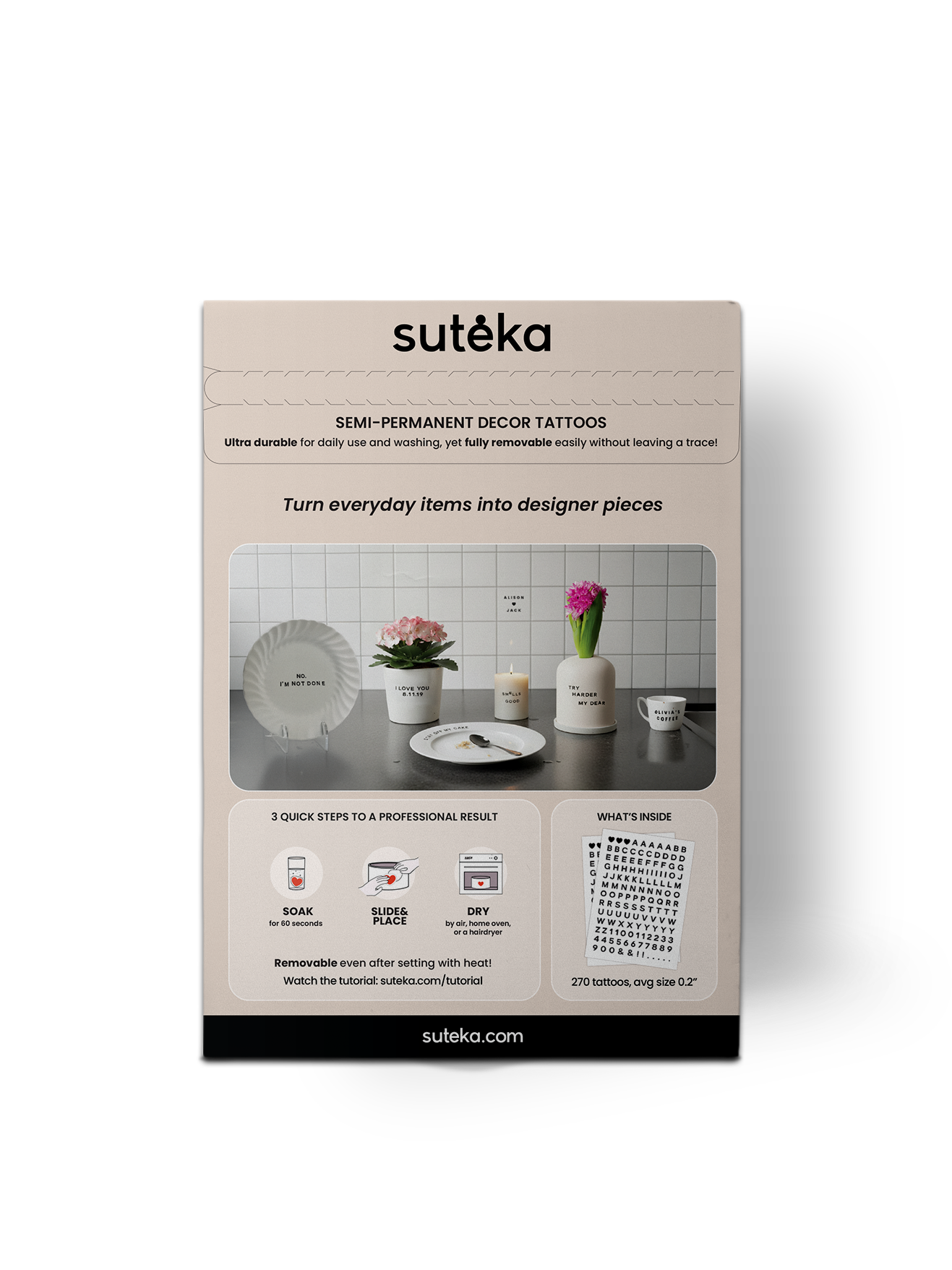 Suteka: Home Decor Tattoos, Black Type Set
