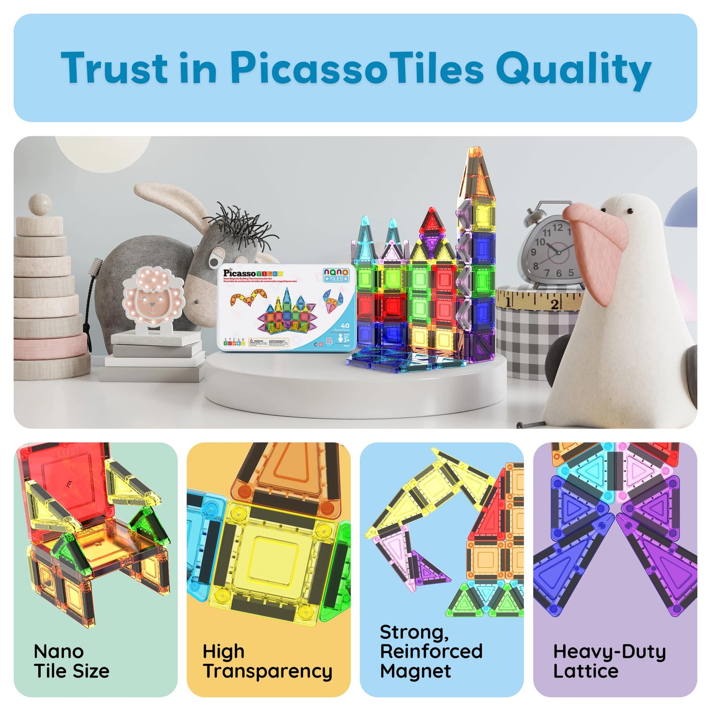 40pc Magnetic Building Tiles Construction Travel Set