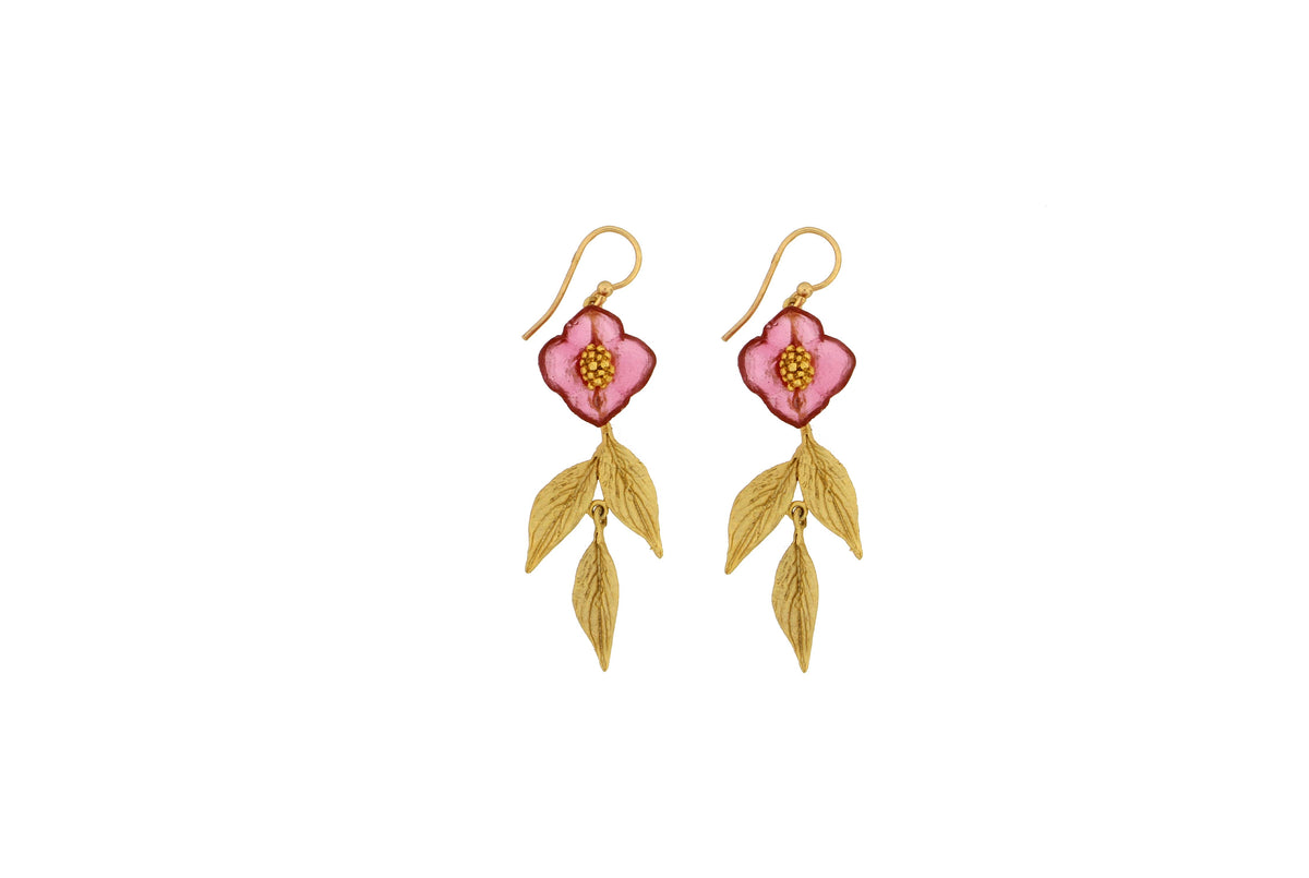 Michael Vincent Michaud - Pink Dogwood Drop Wire Earrings