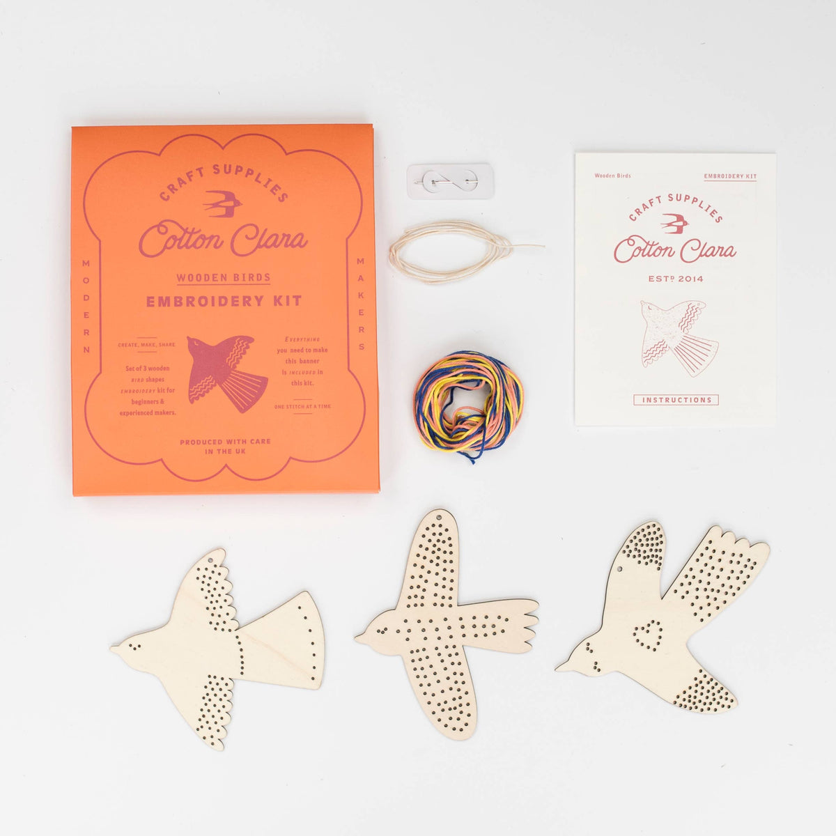 Wooden Bird Embroidery Kit – Beginner-Friendly DIY Garland