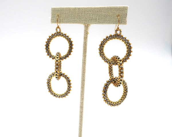 Divine Diva G Designs: Gold Triple Loop Beaded Earrings