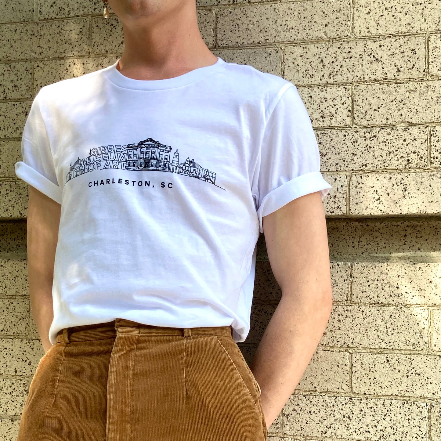 Gibbes Tee Street Scene Design 2021: White with Black Ink