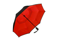 Galleria Reverse Closing Umbrella: Red & Black